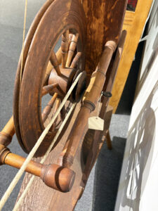Close-up of the spoked accelerating wheel